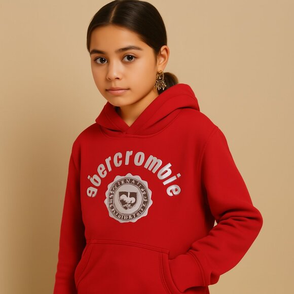 abercrombie kids Pullover Hoodie Sweatshirt Logo Graphic Long Sleeve Red 11-12 - Picture 1 of 10